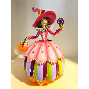 GHOULISH Whimsical HALLOWEEN Witch Figurine Candy Lollipop Pumpkin Decor 10"Tall